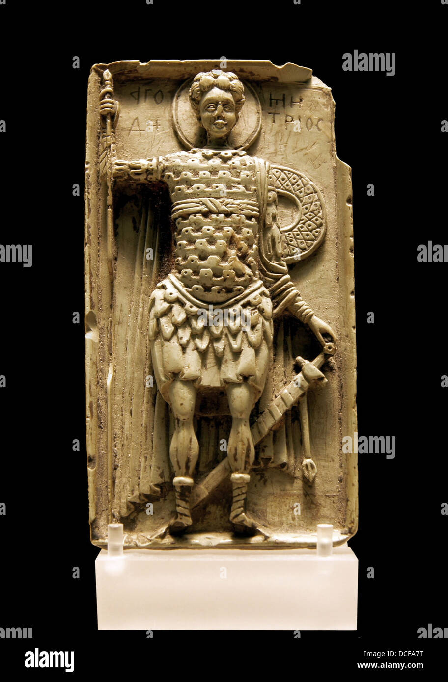 San Demetrios placa de esteatita Bizancio Louvre Foto de stock