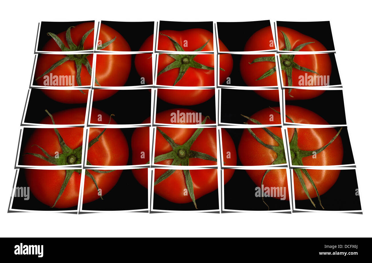 Tomate puzzle collage Foto de stock