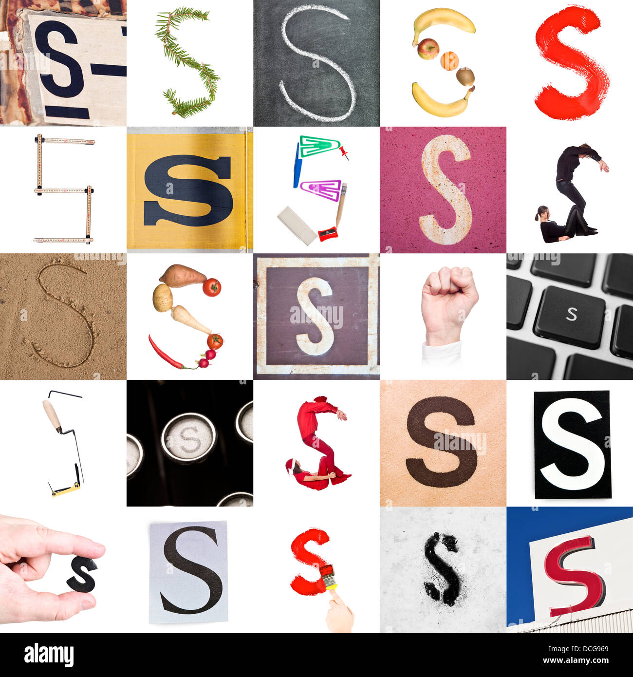 Collage de letra S stock Alamy