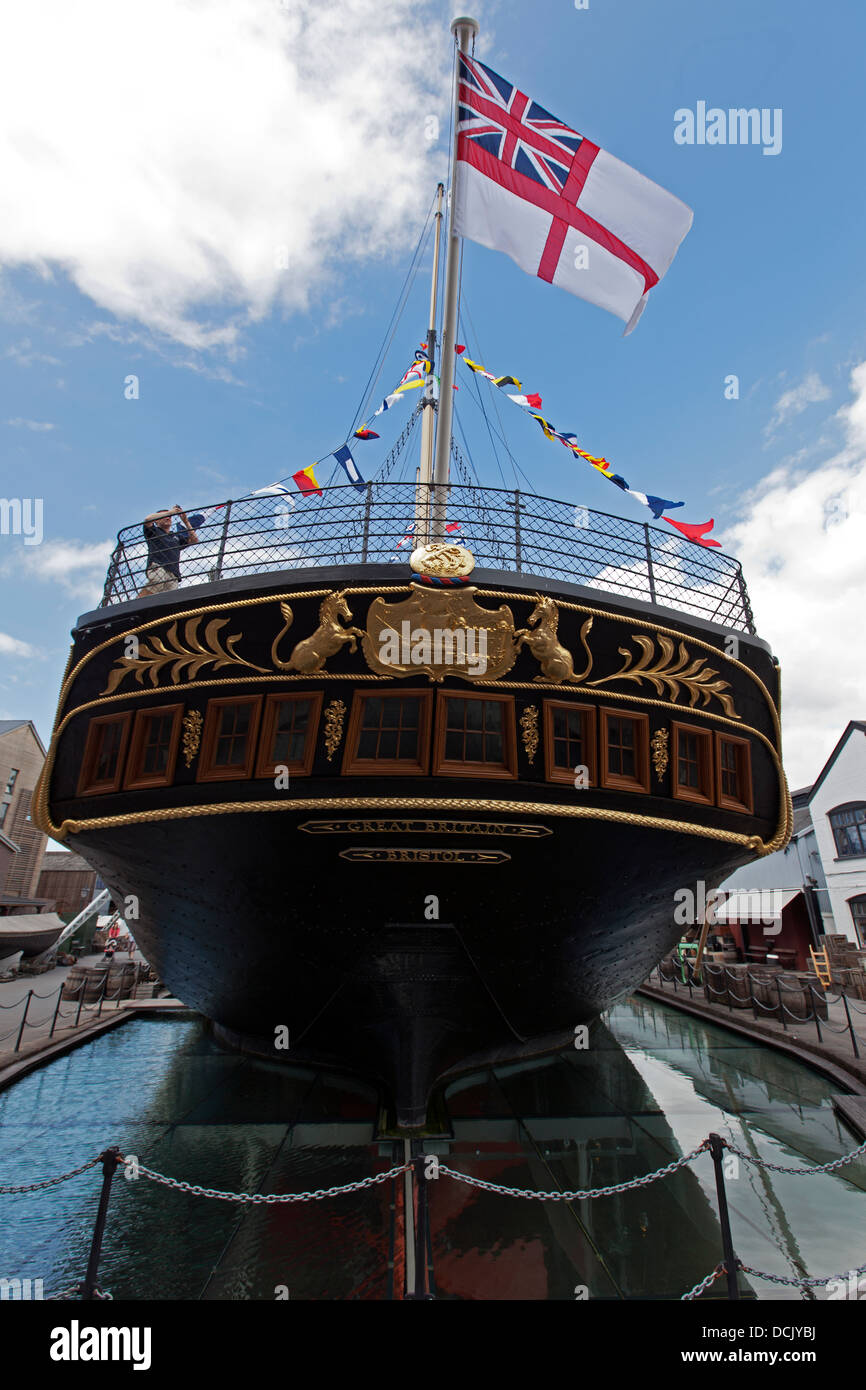 La popa de Isambard Kingdom Brunel el barco de vapor SS Gran Bretaña. Bristol, Inglaterra, Reino Unido. Foto de stock