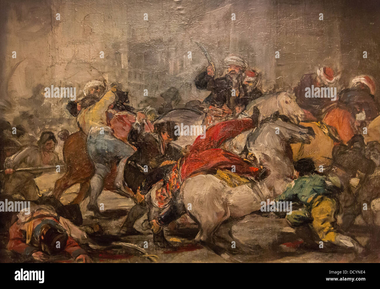 El siglo XIX - el ataque contra el Mamalouks en la Puerta del Sol - Francisco de Goya y Lucientes (1814) oleo sobre papel Foto de stock