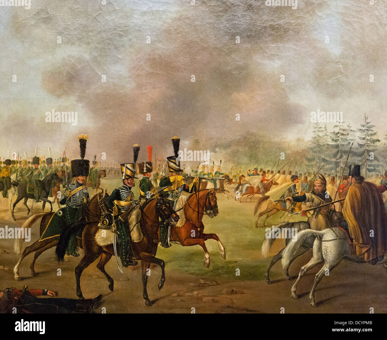 El siglo XIX - la batalla del Quinto Regimiento de chasseurs à cheval - Maximilien-Joseph de Schauenburg 1814 Francia óleo sobre lienzo Foto de stock