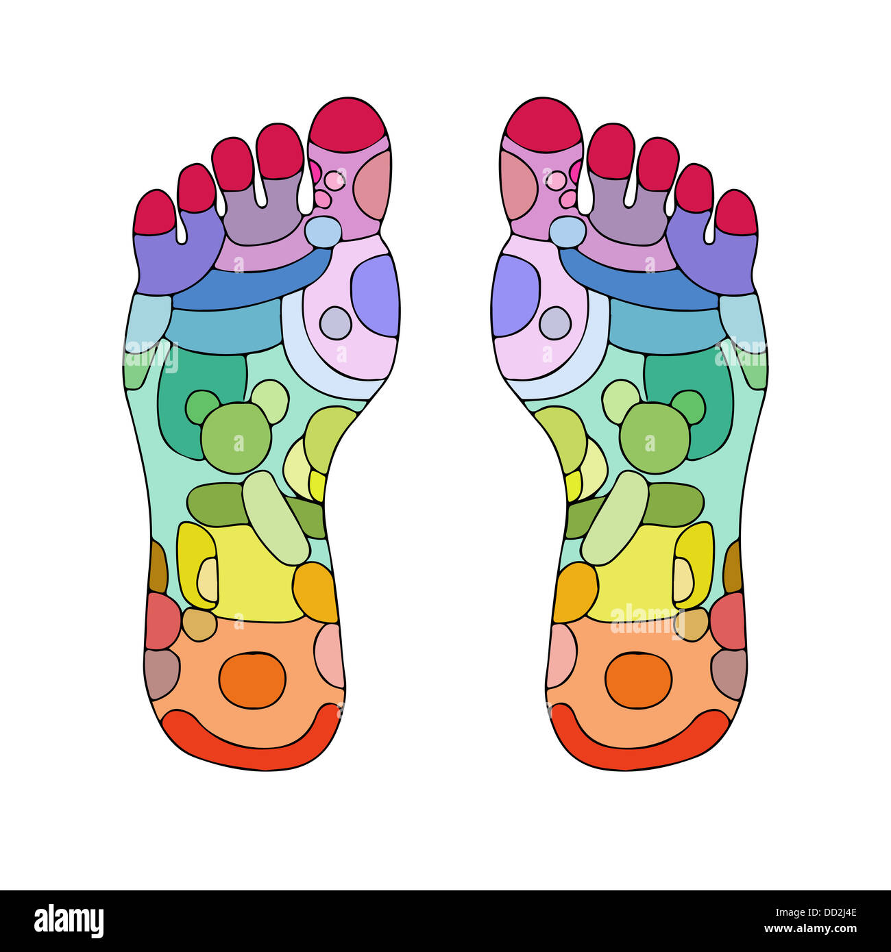 Puntos de reflexología masaje de pies, masaje de las zonas reflejas signos  y puntos de color Fotografía de stock - Alamy