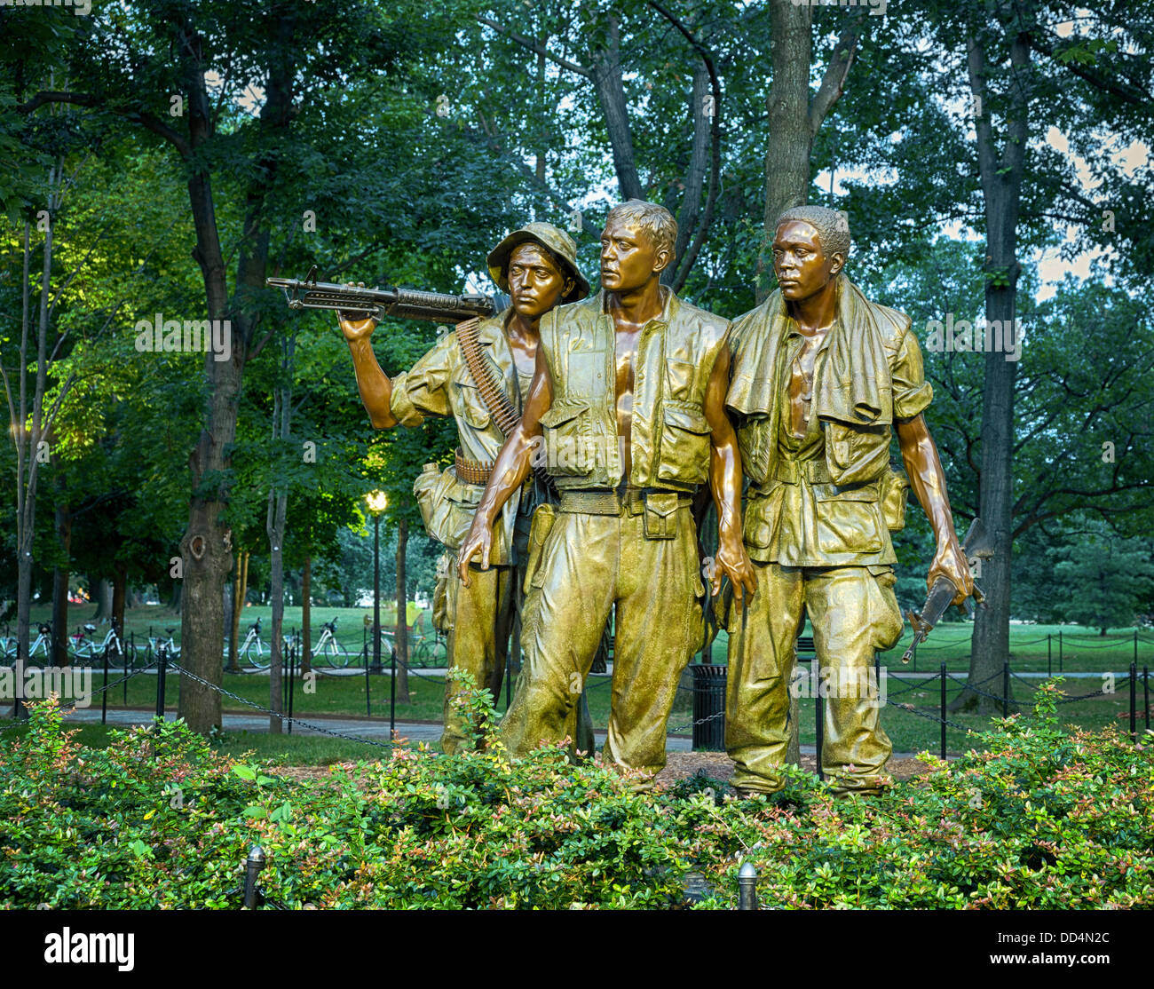 Los tres soldados estatua en el Vietnam Veterans Memorial, Washington DC, EE.UU. Foto de stock