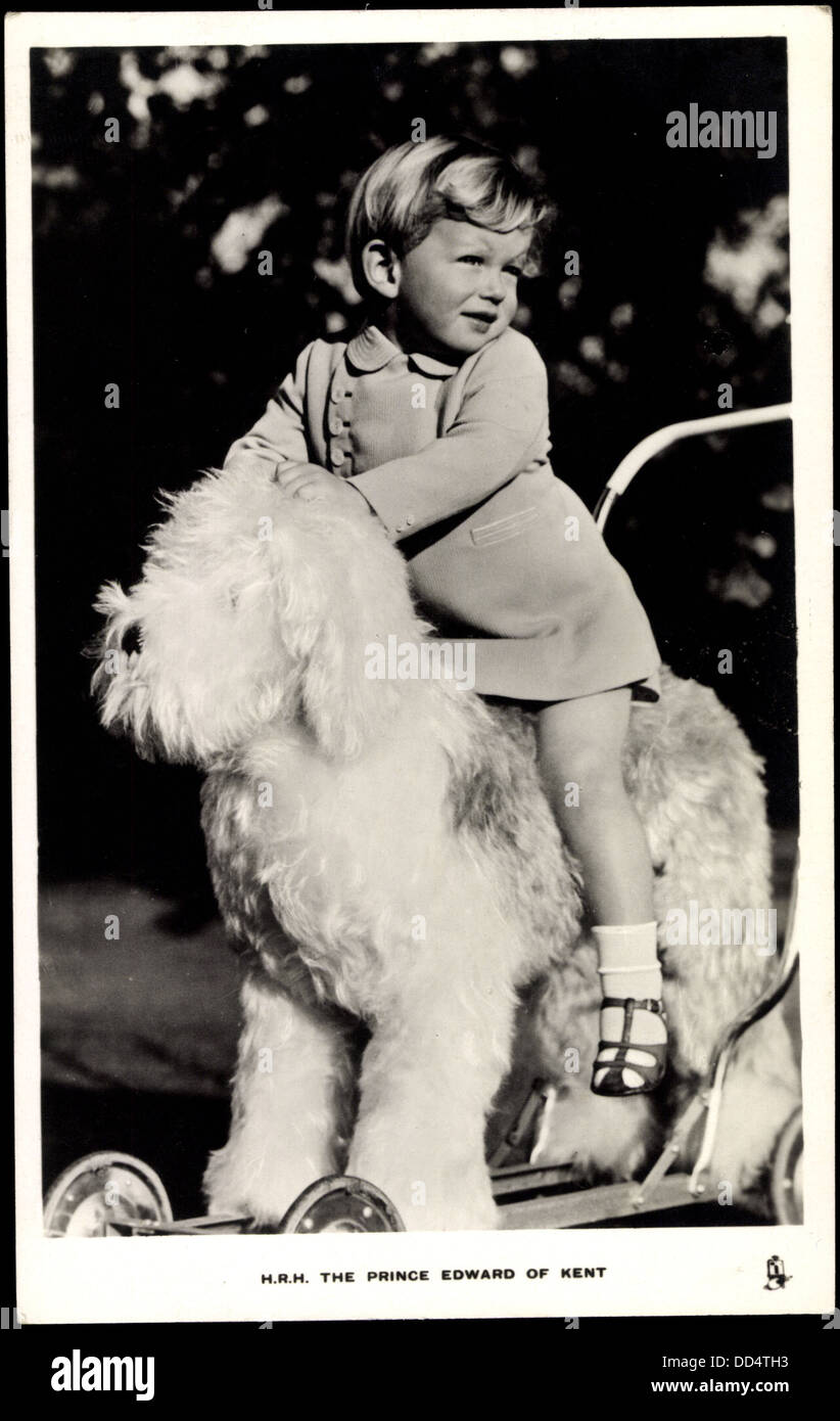 Ak S.A.R. el príncipe Eduardo de Kent, primeros años, perro de juguete. Foto de stock