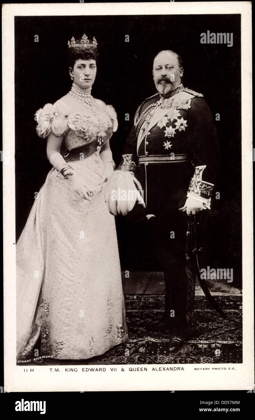 Ak S.M. el Rey Eduardo VII, la Reina Alexandra de Dinamarca; Foto de stock