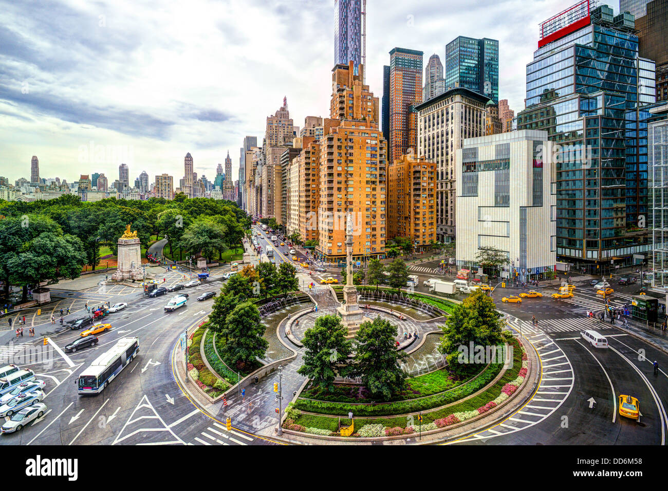 Ciudad de Nueva York en el Columbus Circle en Manhattan. Foto de stock
