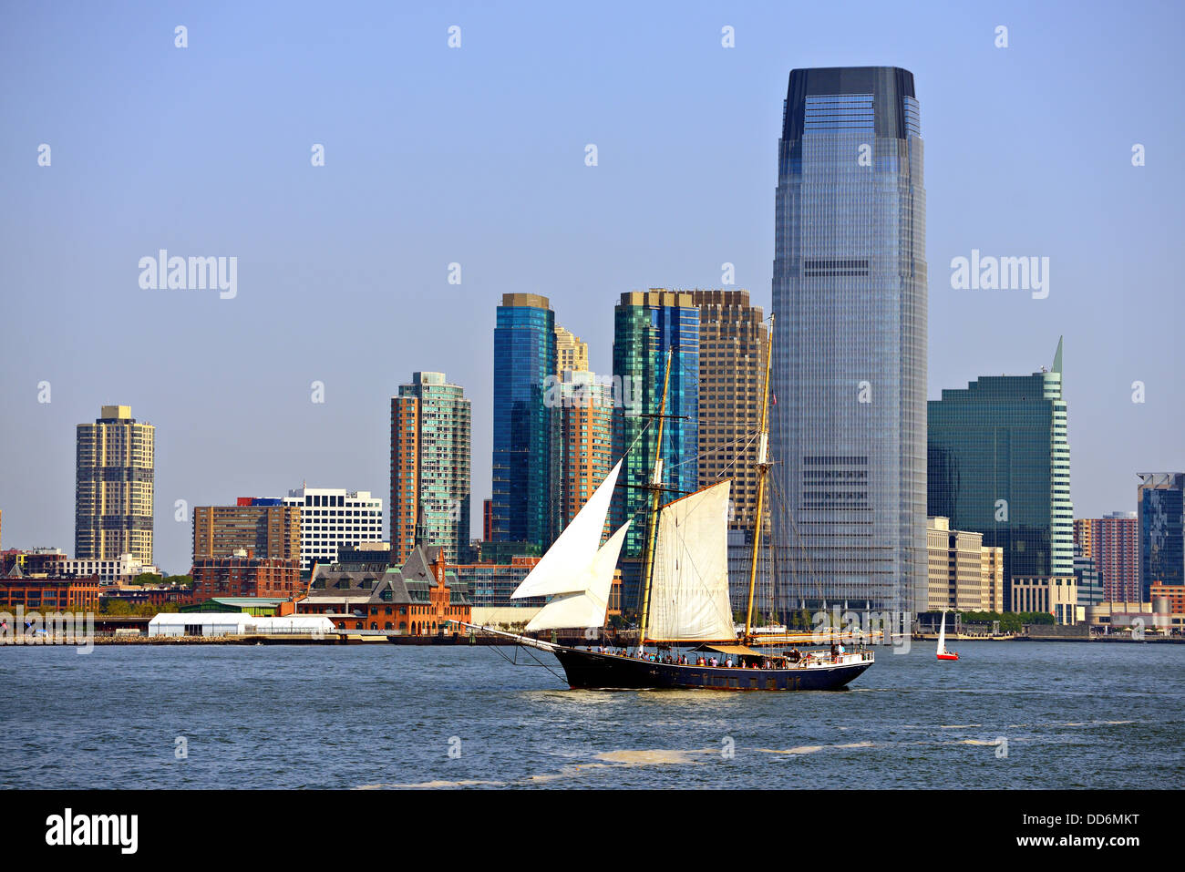 Nueva Jersey skyline en lugar de intercambio. Foto de stock