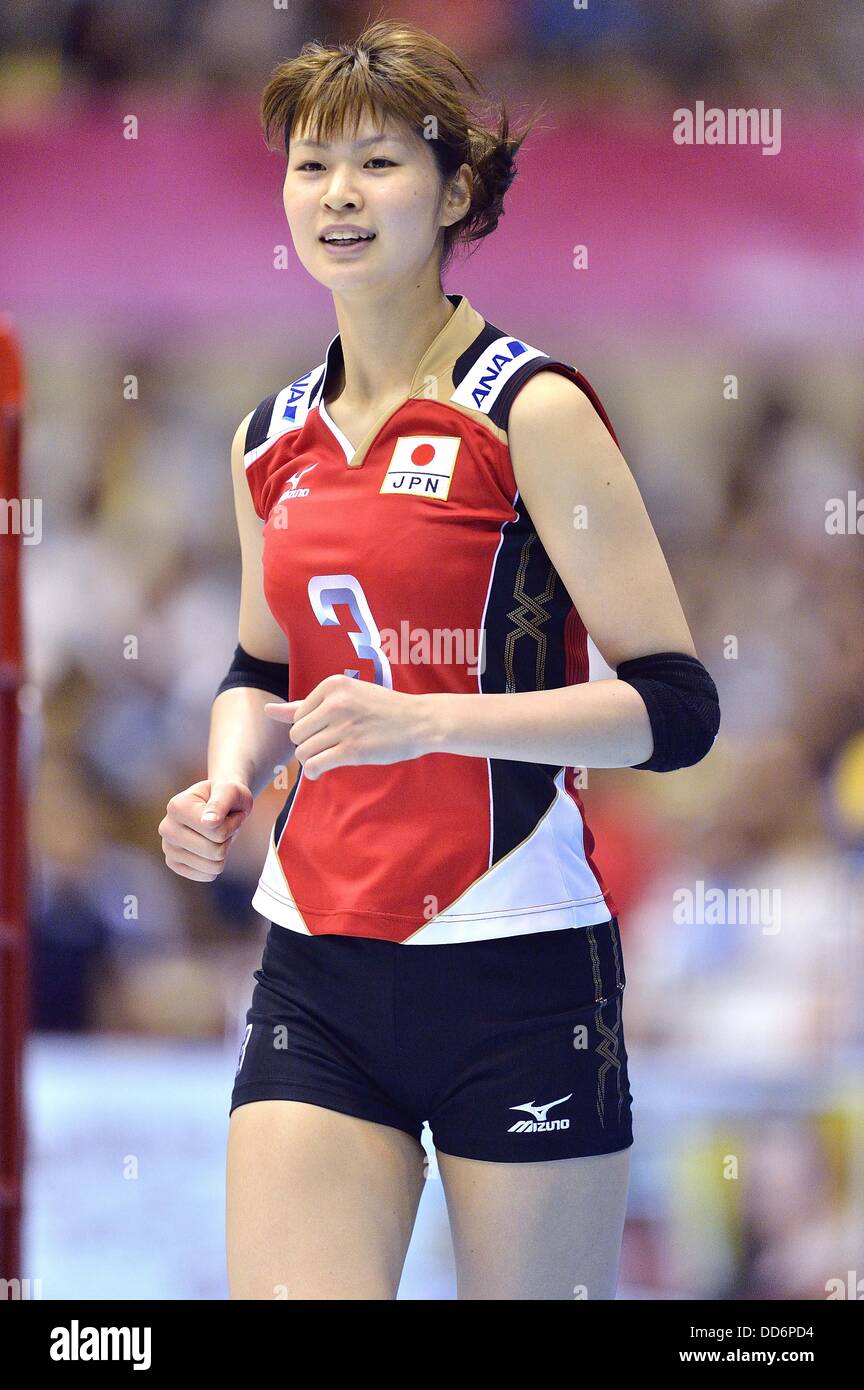 Saori Kimura (JPN), 18 de agosto de 2013 - Voleibol : 2013 FIVB World Grand Prix, Ronda Preliminar la semana 3 Piscina M coinciden con Japón 3-2 República Checa en el gimnasio de Sendai en Sendai, Miyagi, Japón. (Foto por Ryu Makino/AFLO) Foto de stock