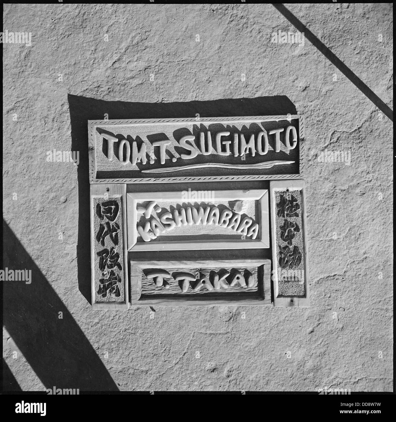 Granada centro de reubicación, Amache, Colorado. Placa con el nombre en