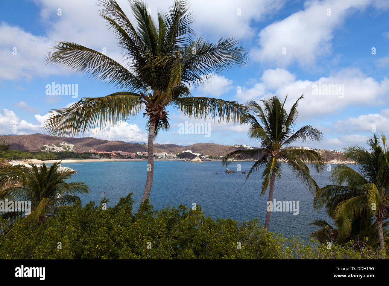 Bahía Tangolunda, una de las nueve bahías de Huatulco, Oaxaca, México, en la costa del Pacífico. Foto de stock
