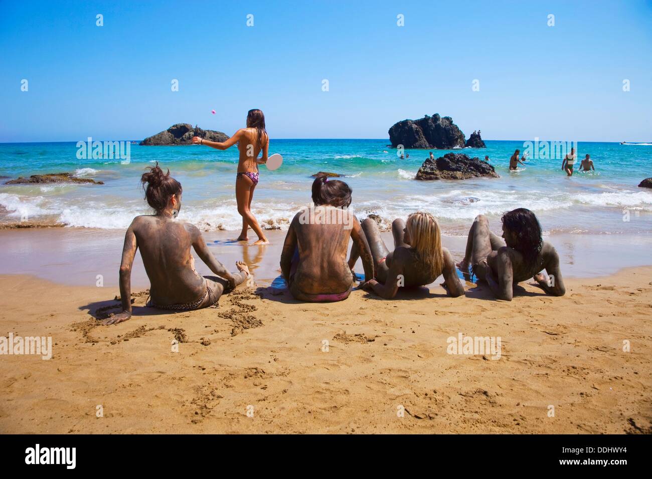 Playa Aguas Blancas Bano De Barro Ibiza Islas Baleares Espana Fotografia De Stock Alamy