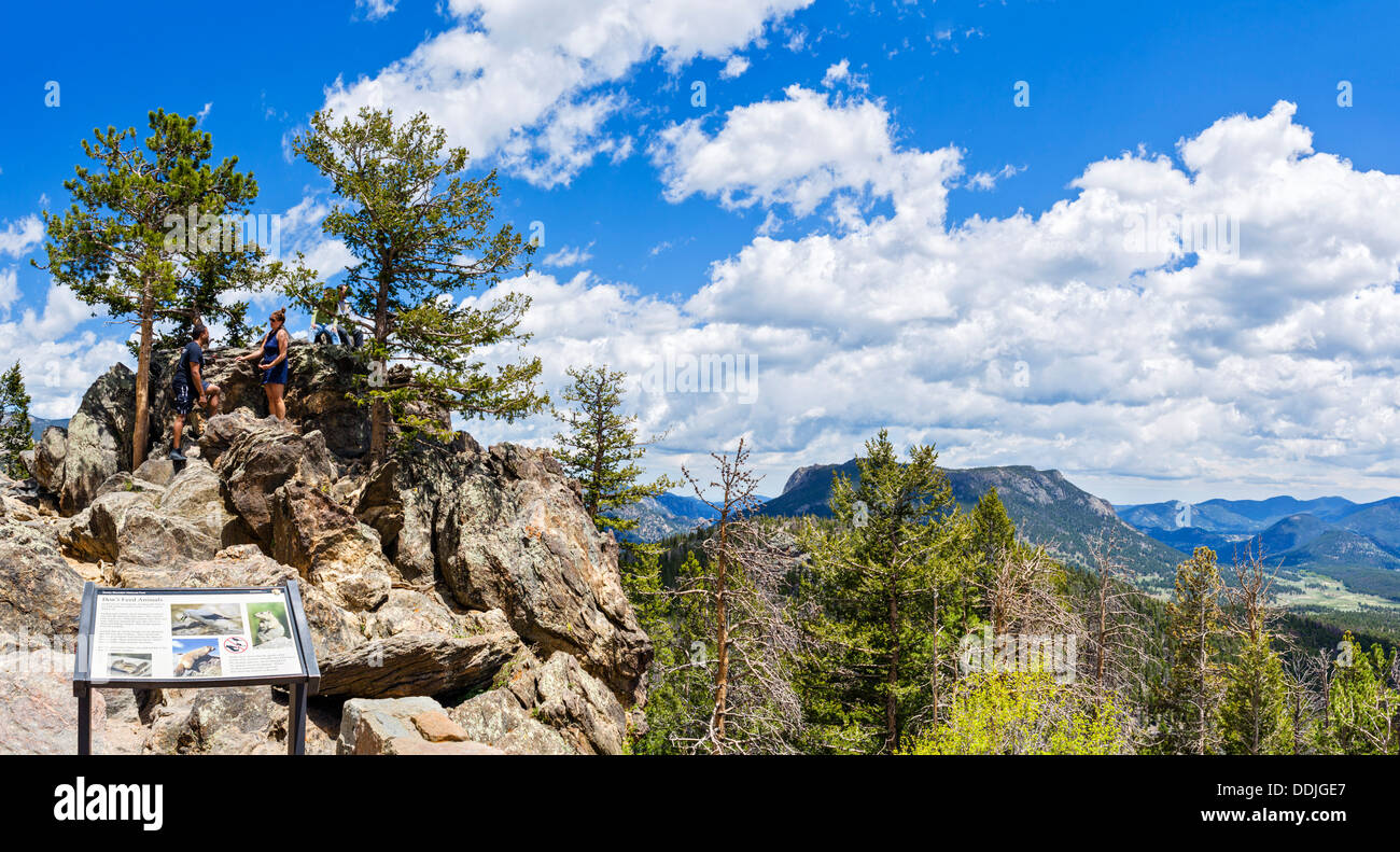 Muchos parques tienen vistas sobre el Trail Ridge Road, el Parque Nacional de Rocky Mountain, Colorado, EE.UU. Foto de stock