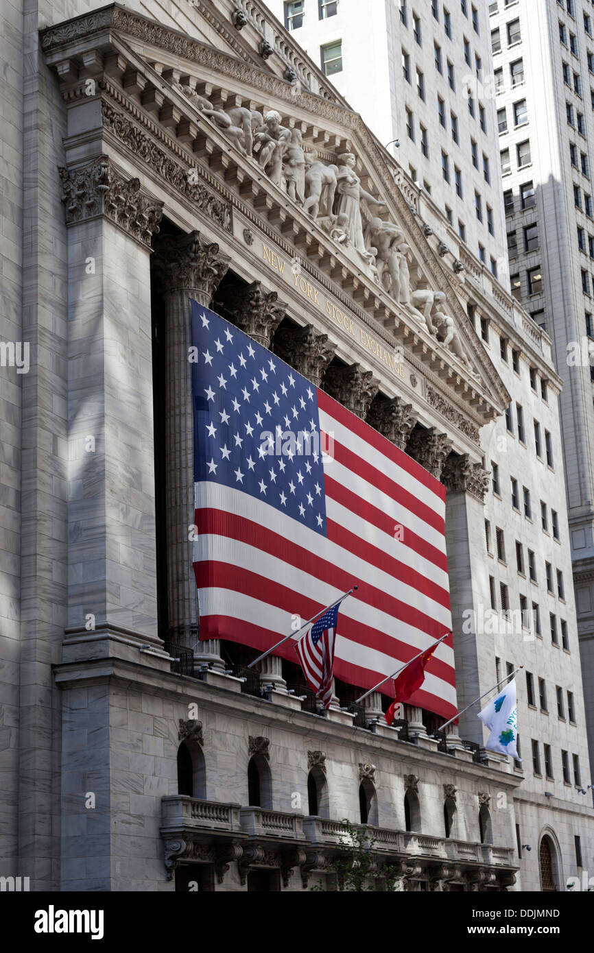 Bolsa de Valores de Nueva York, Manhattan, Wall Street, Nueva York Foto de stock