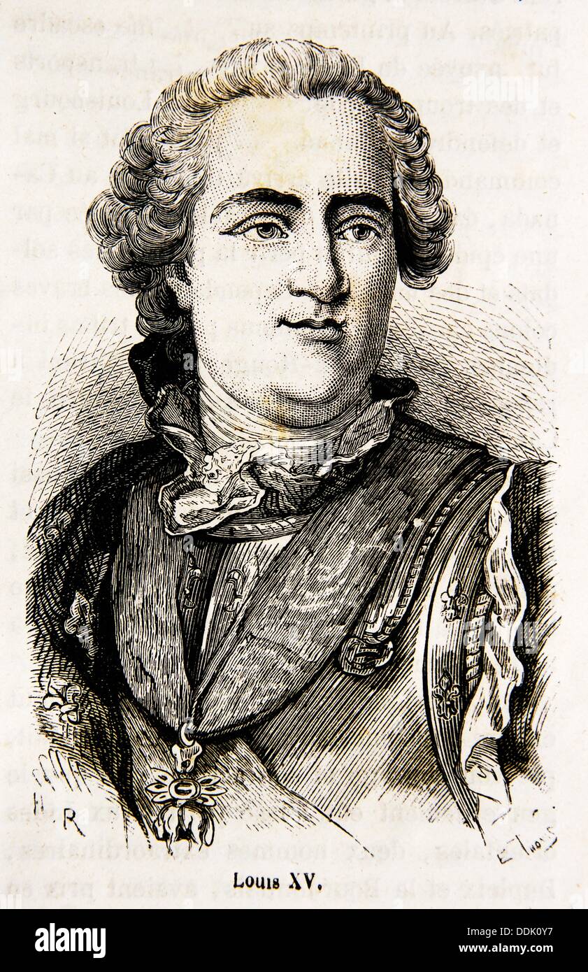 Louis XV 15 de febrero de 1710 - 10 de mayo de 1774 que gobernó como rey de Francia y Navarra a partir del 1 de septiembre de 1715 hasta su muerte, el 10 de Foto de stock