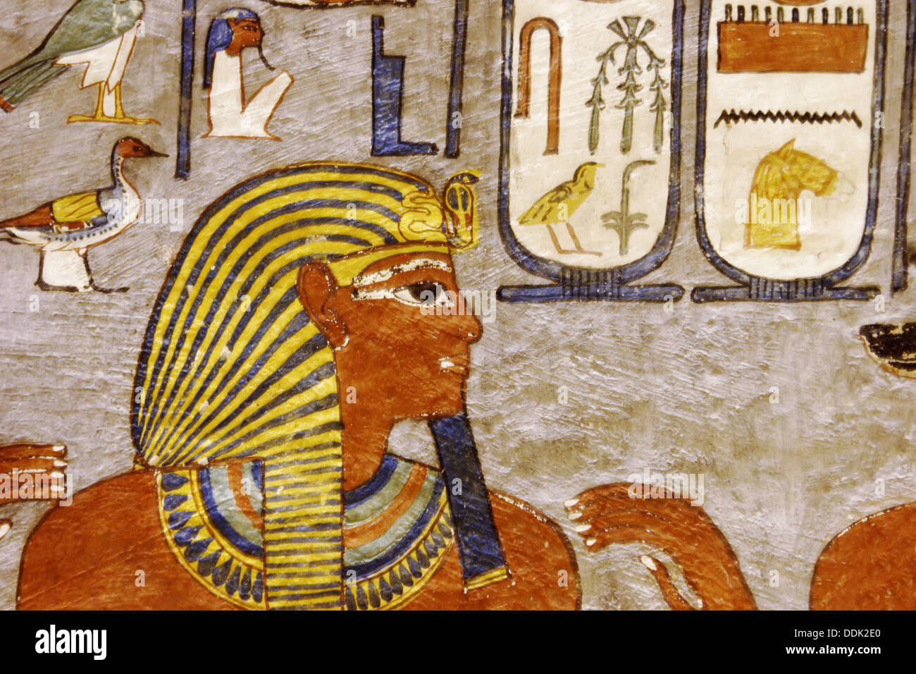 Pinturas murales de la tumba de Rameses I. Valle de los Reyes, Luxor, Ribera Occidental. Egipto Foto de stock