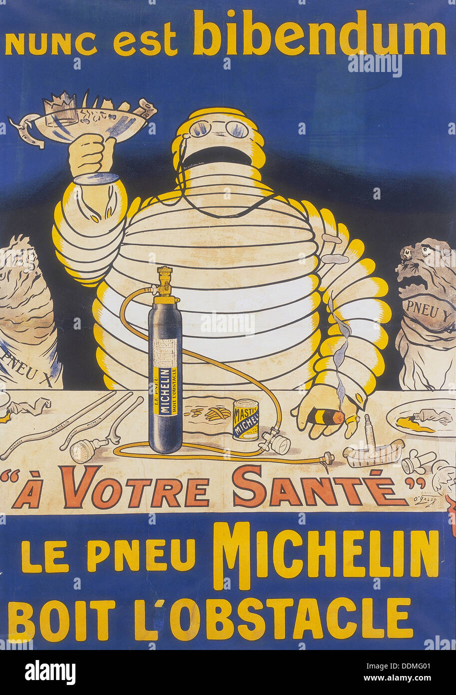 Póster con el Señor Bibendum publicidad neumáticos Michelin. Artista:  Desconocido Fotografía de stock - Alamy
