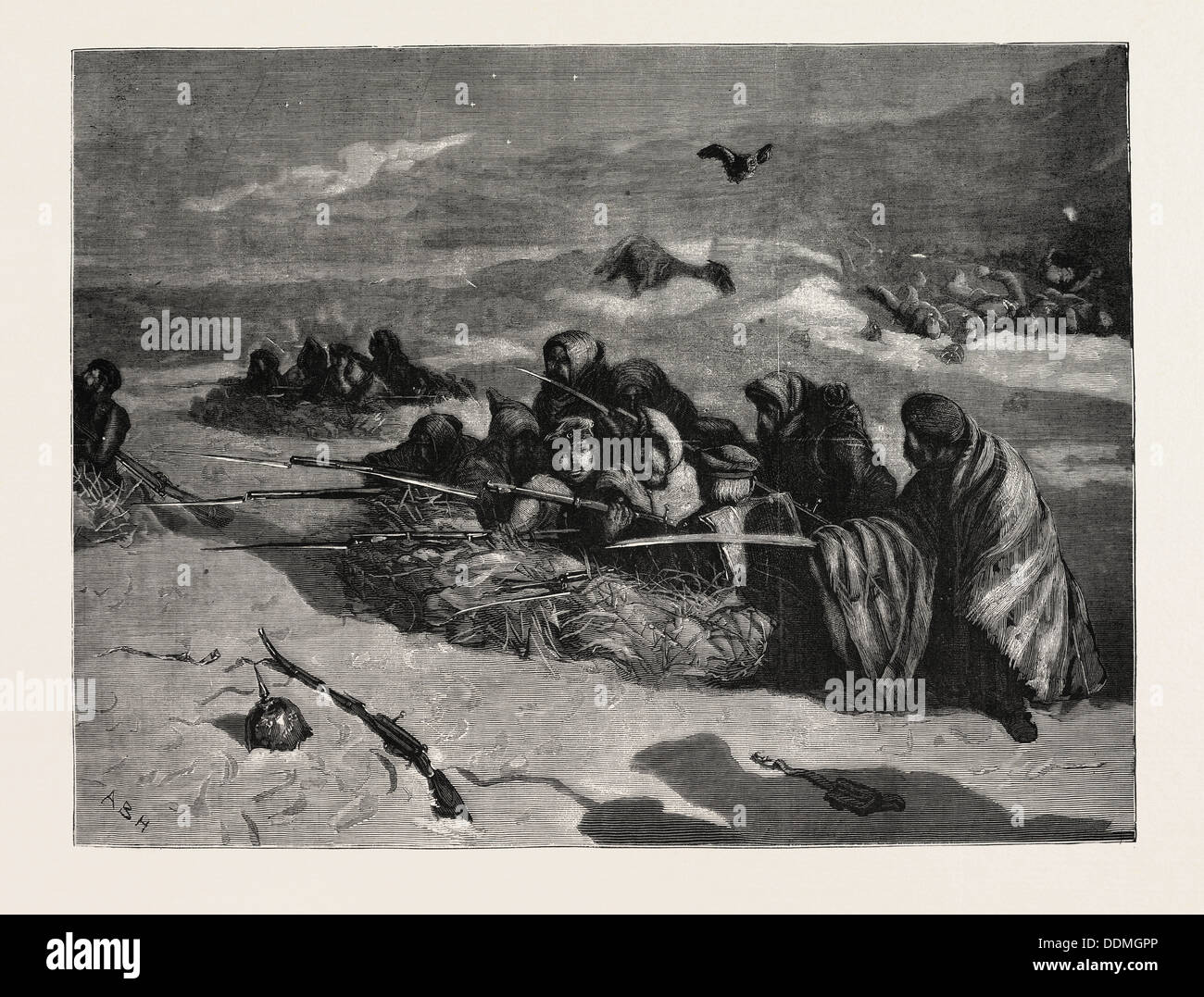 La guerra franco-prusiana: enterrados RÁPIDA Y Unburied Dead, 1870 Foto de stock
