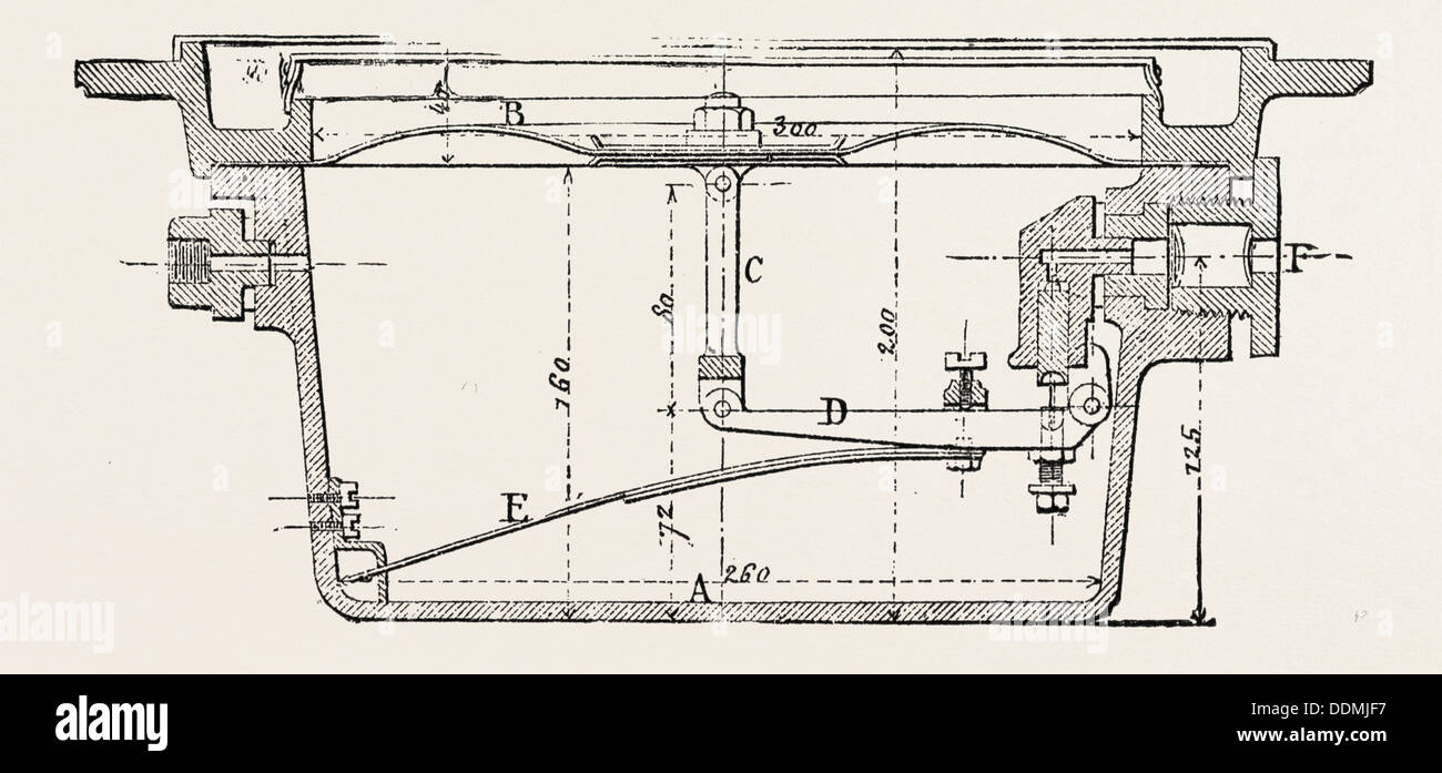OIL GAS COMPRIMIDO para la iluminación de automóviles, barcos y boyas: PINTSCH REGULADOR, 1882 Foto de stock