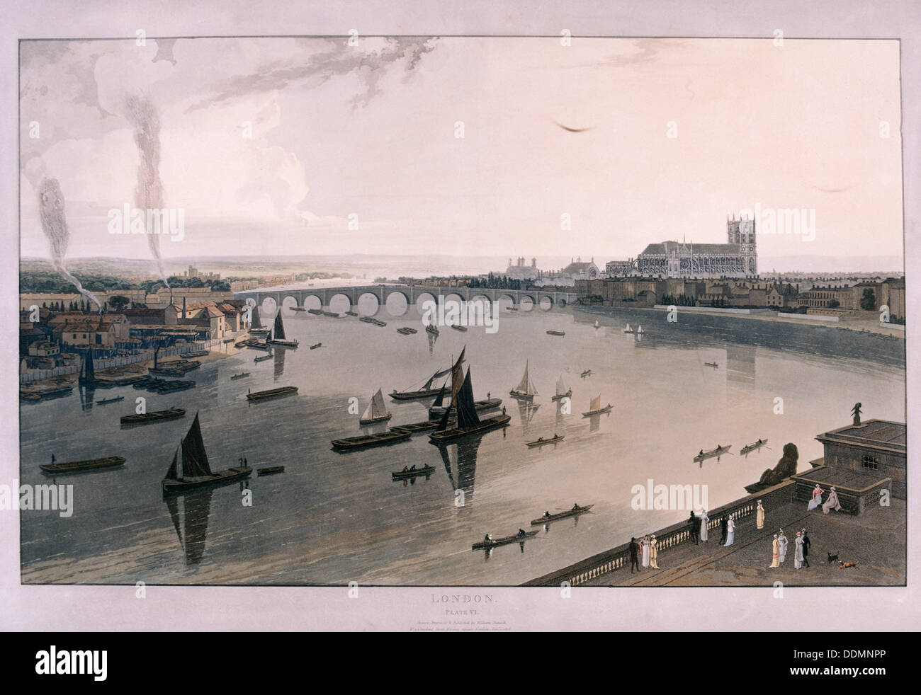 Vista de Londres desde Somerset House, 1805. Artista: William Daniell Foto de stock