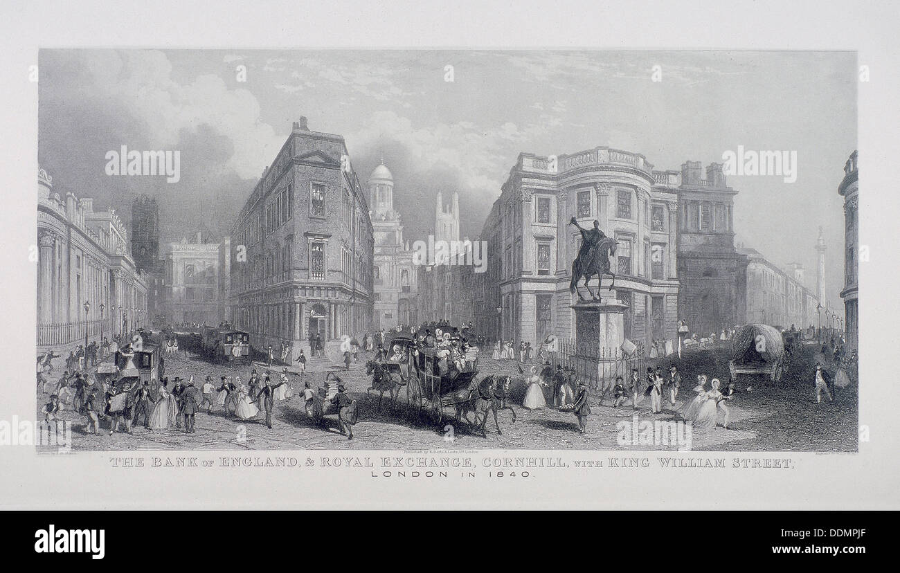 El Banco de Inglaterra, Threadneedle Street, Londres (1840?) Artista: Henry Wallis Foto de stock