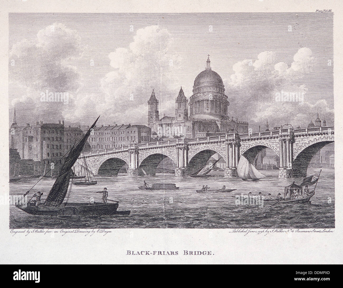 El puente de Blackfriars, Londres, 1827. Artista: George Cooke Foto de stock