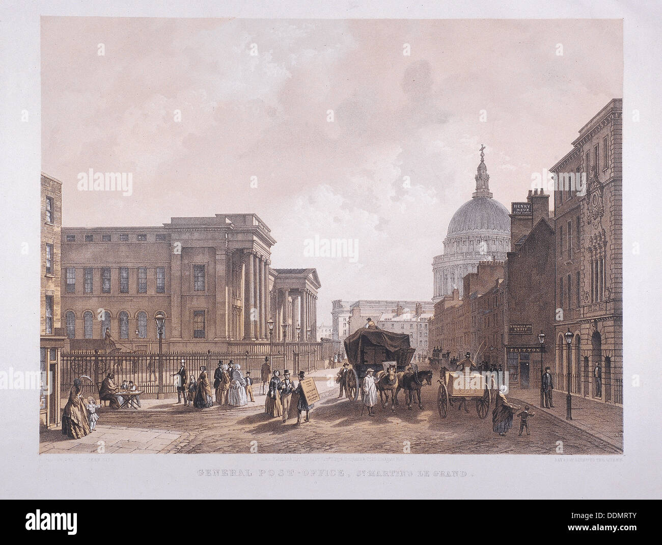 Oficina General de Correos, Londres, 1852. Artista: Thomas Picken Foto de stock