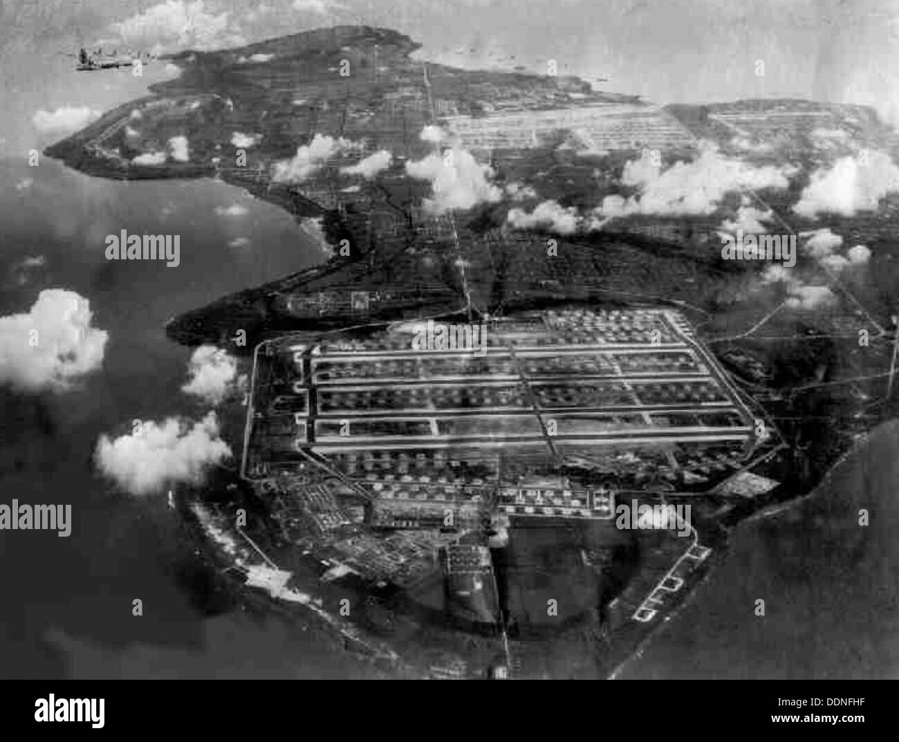 Tinian, Islas Marianas, 1945 después de la construcción de aeródromos Foto de stock