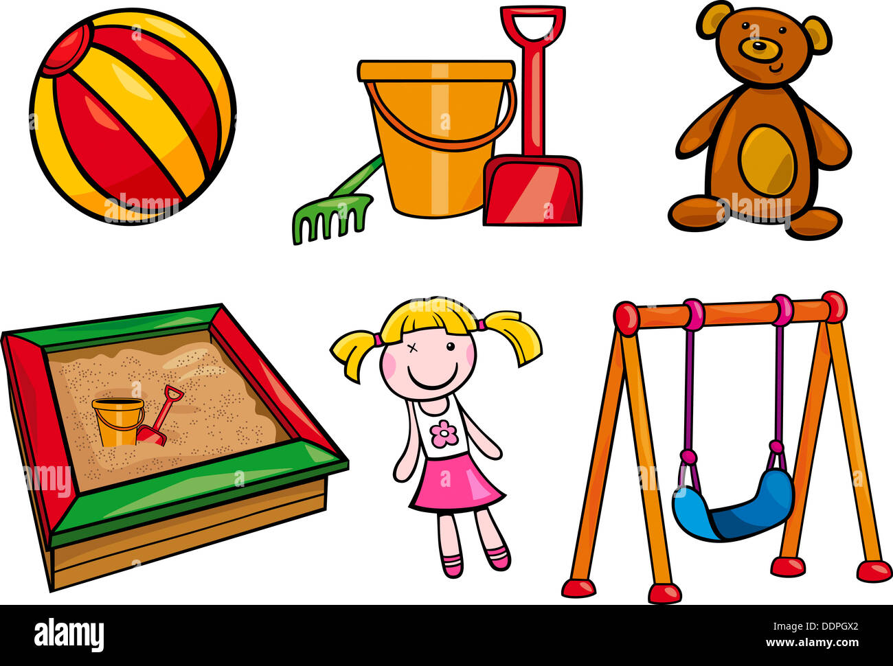 Ilustración de dibujos animados para niños Juguetes Objetos Clip Arts Set  Fotografía de stock - Alamy