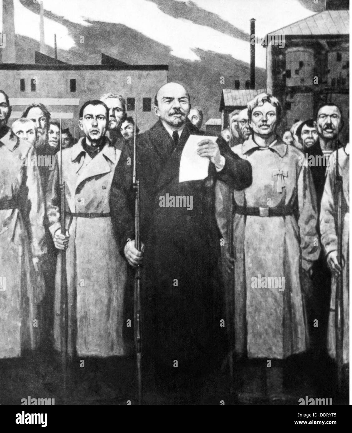 Lenin (Vladimir Ilyich Ulyanov), 22.4.1870 - 21.1.1924, político ruso, 'Soy hijo del pueblo trabajador', después de pintar por Vladislav Grigorevich Pravdin (1911 - 1979), siglo XX, Foto de stock
