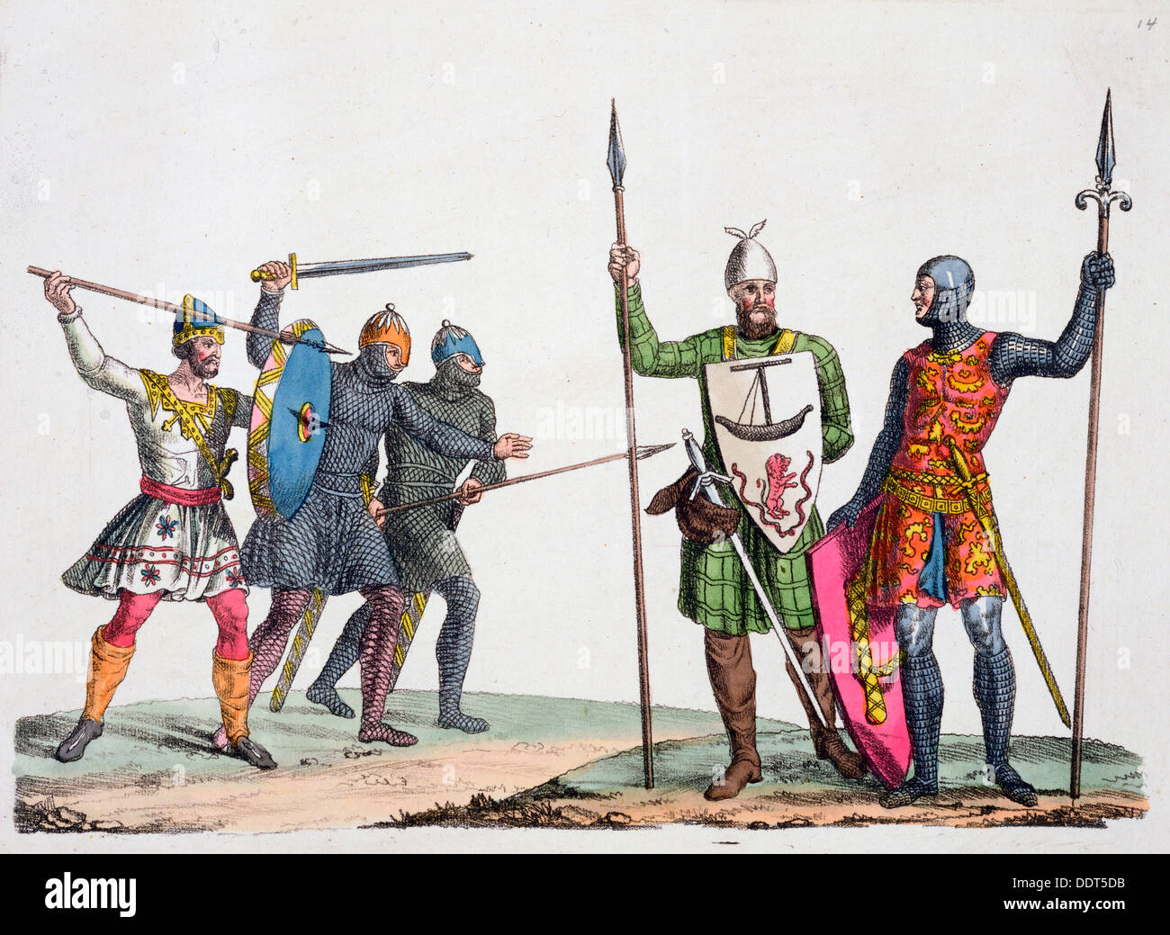 Guerreros anglosajones, del siglo XIX. Artista: Desconocido Foto de stock