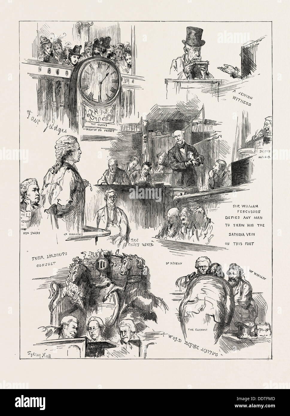 El caso TICHBORNE: más bocetos en corte, grabado en 1873. Foto de stock