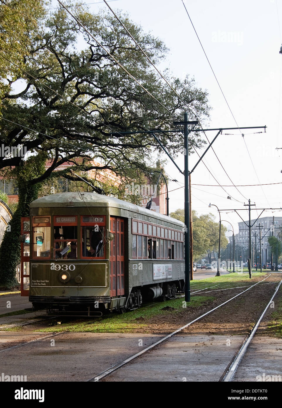 El tranvía de St Charles en Nueva Orleans, Luisiana. Foto de stock