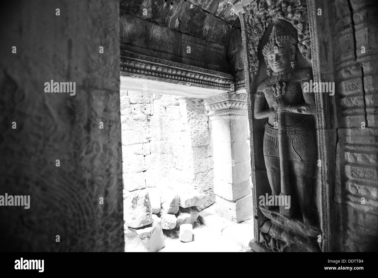 Las estatuas de guardia de Ta Prohm templo de Angkor Wat, Camboya Foto de stock