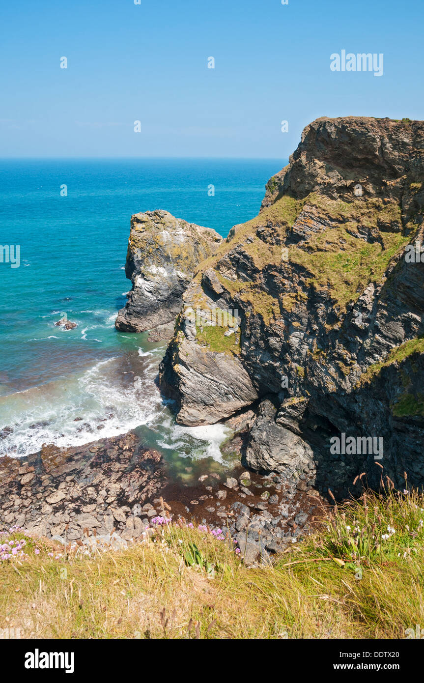 Gran Bretaña, Inglaterra, Cornwall, la Boca del Infierno, 88m acantilado Foto de stock