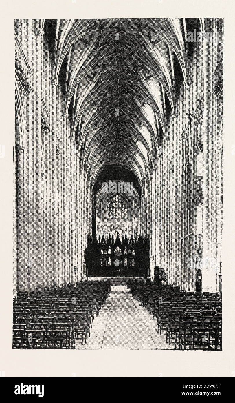 Octavo centenario de la catedral de Winchester: La nave, Reino Unido, 1893 grabado Foto de stock