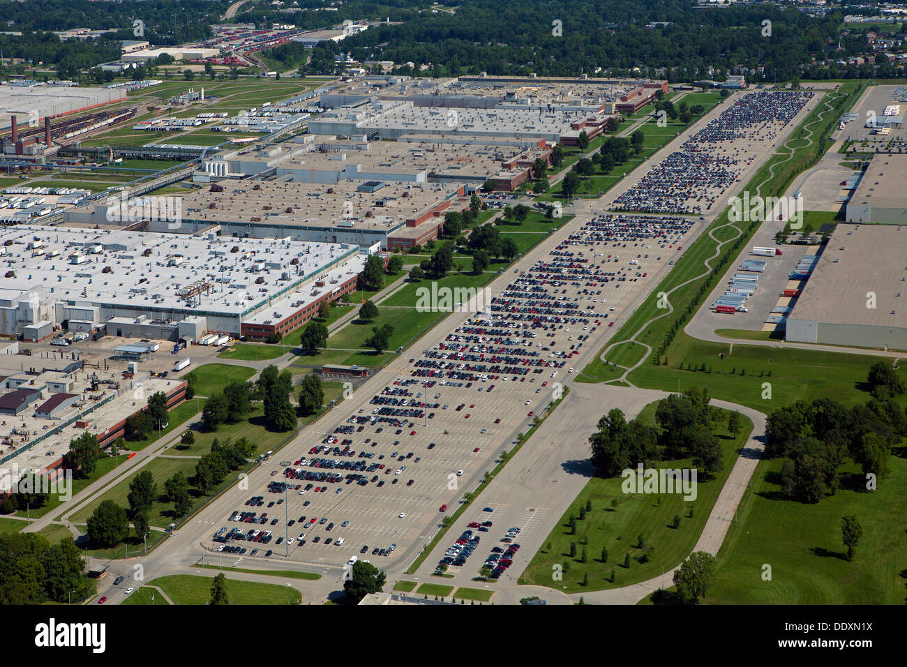 Fotografía aérea GE Appliance planta de estacionamiento, Louisville, Kentucky Foto de stock