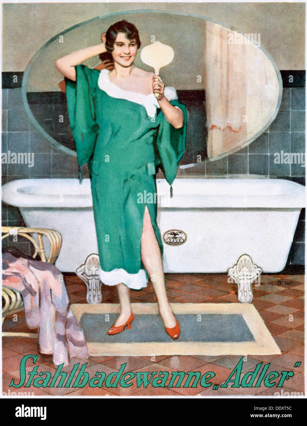 El anuncio de la alemana "Adler", bañeras de acero del siglo XX. Artista: Desconocido Foto de stock
