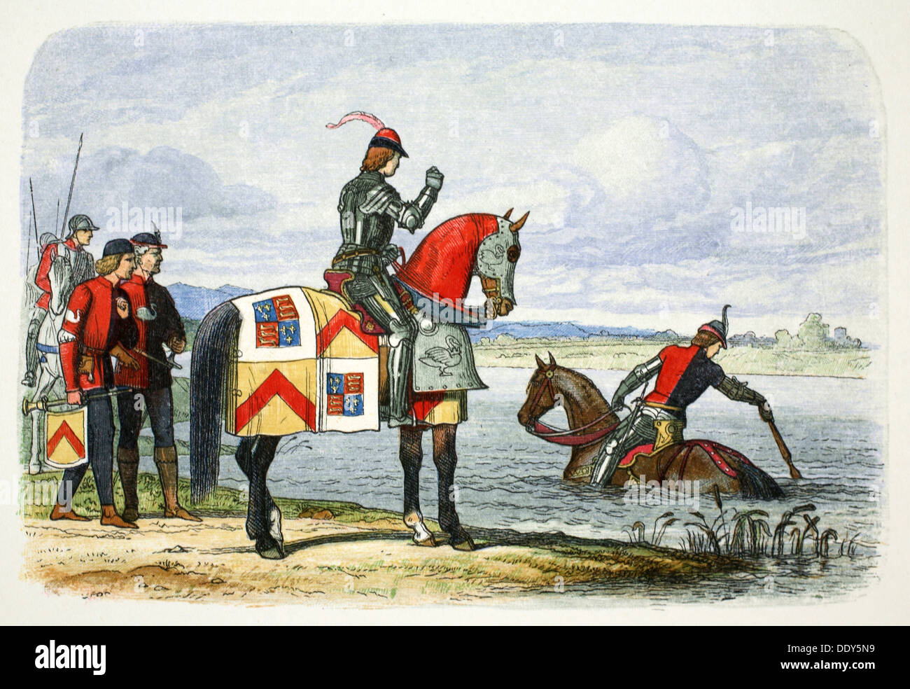 El duque de Buckingham busca el Severn intransitable, 1483 (1864). Artista: James William Edmund Doyle Foto de stock