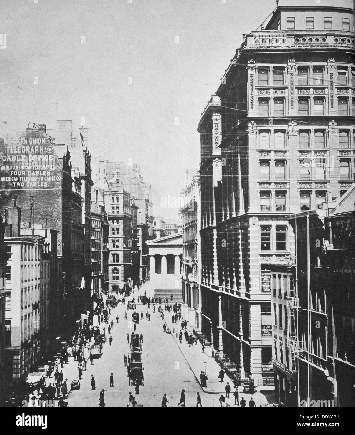 Mirando hacia la calle Broad Street, Wall Street, New York City, Estados Unidos, 1893. Artista: Desconocido Foto de stock