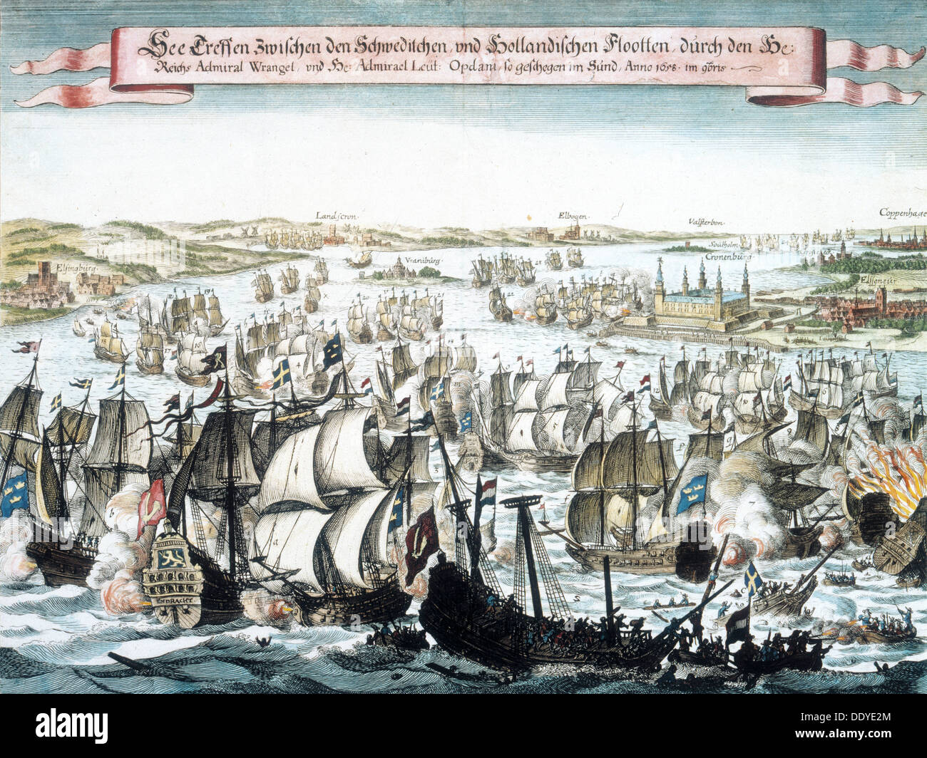Batalla Naval en Oresund entre los Países Bajos y Suecia, 1658. Artista: Desconocido Foto de stock
