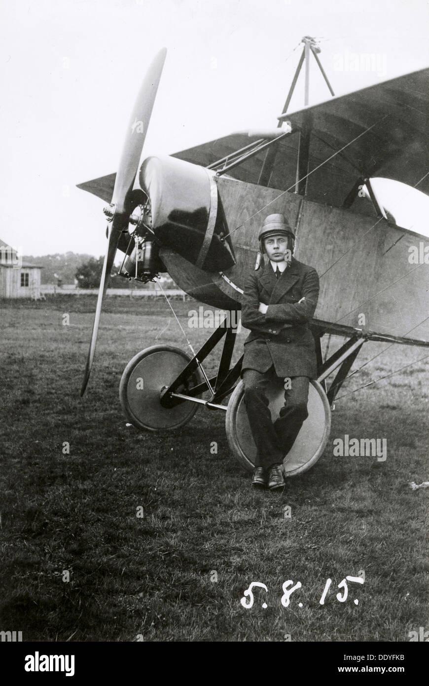 Enoc Thulin, aviador, Sueco Landskrona, Suecia, 1915. Artista: Desconocido Foto de stock