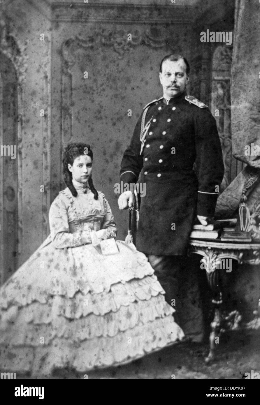 La princesa Dagmar de Dinamarca y Gran Duque Alexander Alexandrovich de Rusia, 1866. Artista: Anon Foto de stock