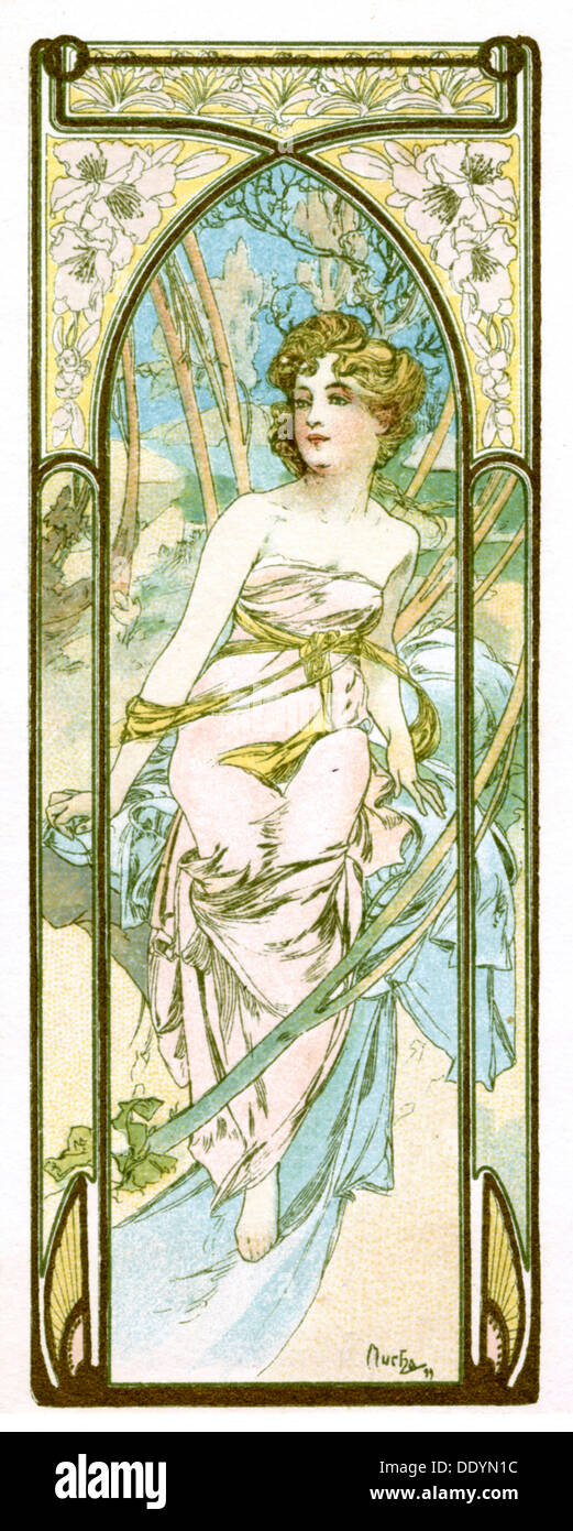 "Brillo de día", de 1899. Artista: Alphonse Mucha Foto de stock