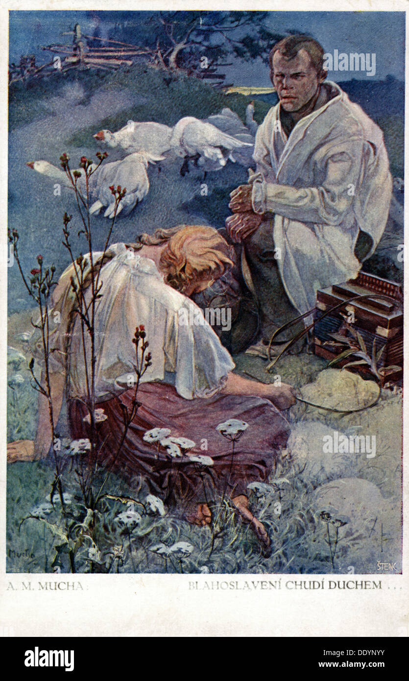 "Bienaventurados los pobres de espíritu, porque de ellos es el reino de los cielos", 1906. Artista: Alphonse Mucha Foto de stock