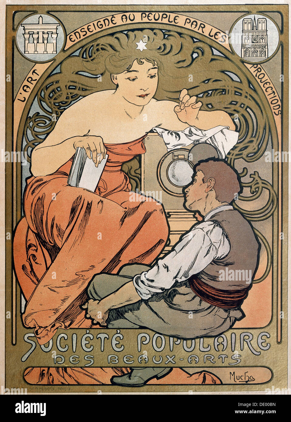 Cartel de la Société Populaire des Beaux Arts, 1897. Artista: Alphonse Mucha Foto de stock