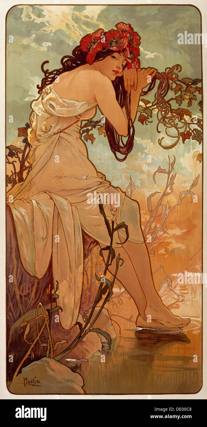 'Veraniego', de 1896. Artista: Alphonse Mucha Foto de stock