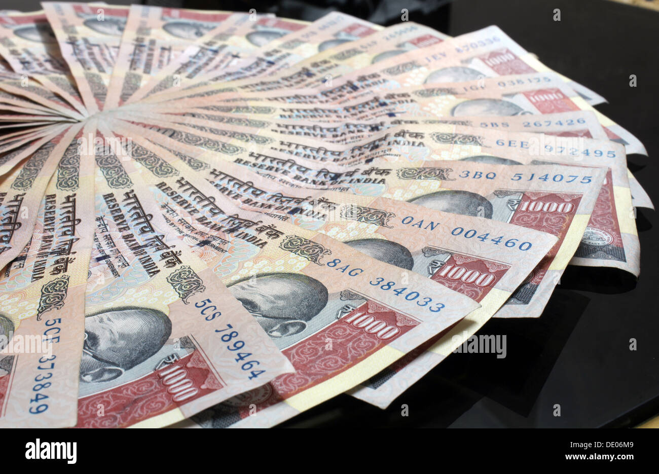 Moneda India 1000 rupias nota Foto de stock
