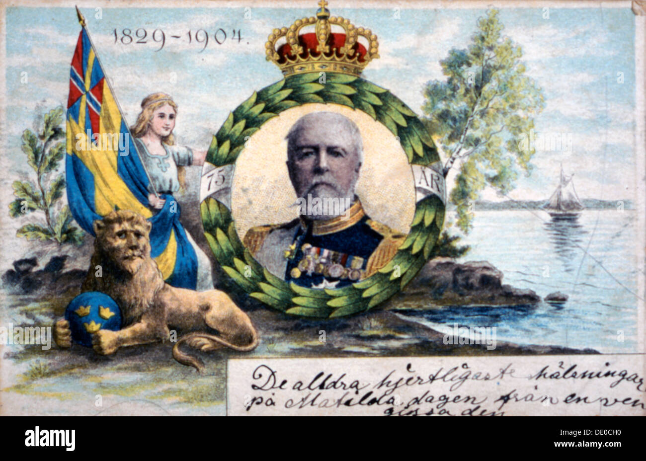 El rey Oscar II de Suecia y Noruega, 1904. Artista: Per-Olof Danielsson Foto de stock