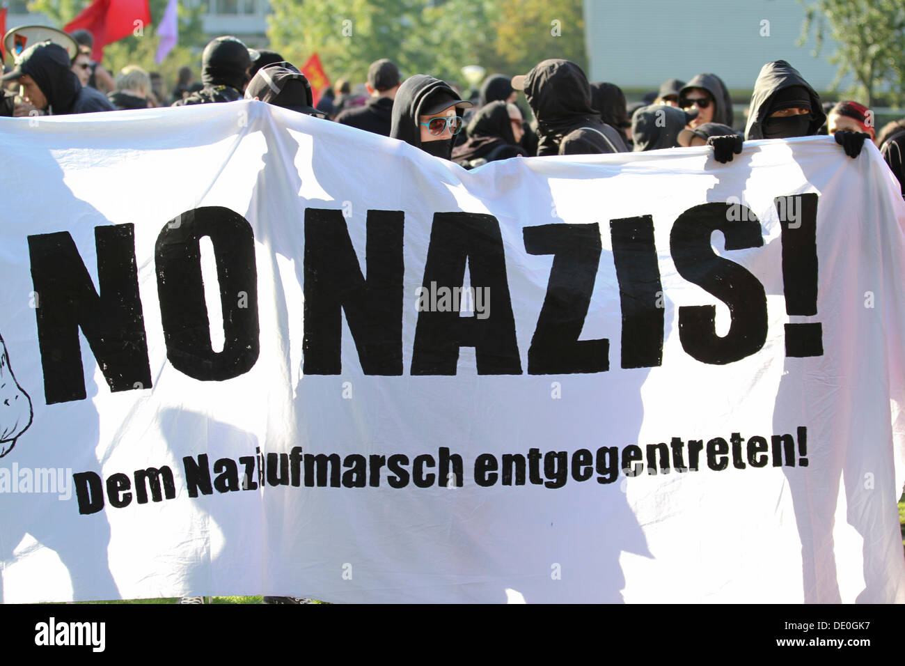 Manifestación de protesta contra un neo-nazi de marzo en Dortmund, Renania del Norte-Westfalia Foto de stock